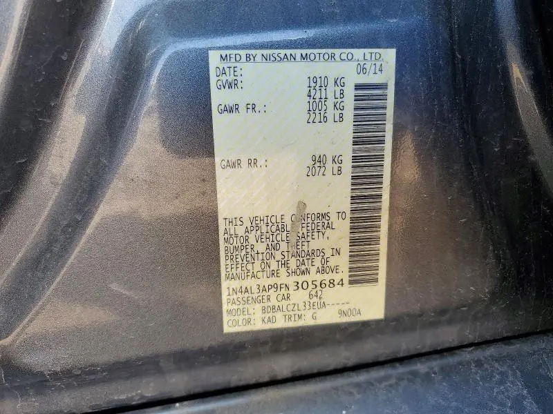 2015 NISSAN ALTIMA 2.5 S  