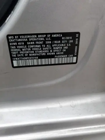 2015 VOLKSWAGEN PASSAT S  