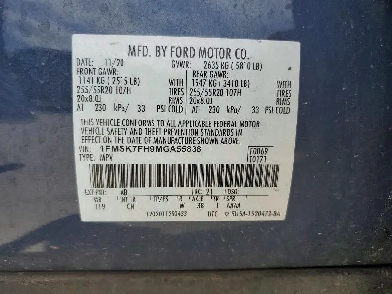2021 FORD EXPLORER LIMITED  