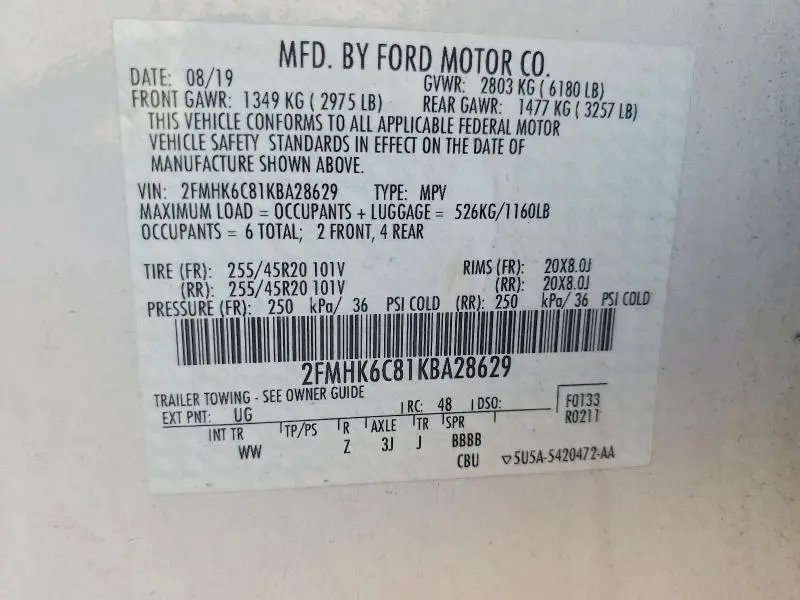 2019 FORD FLEX SEL  