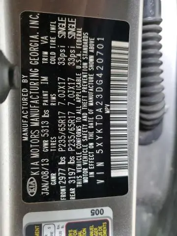 2013 KIA SORENTO LX  