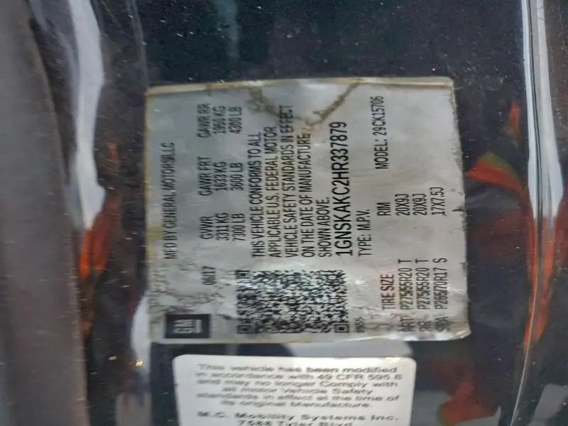 2017 CHEVROLET TAHOE K1500 LS  