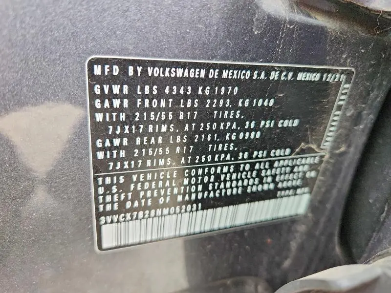 2022 VOLKSWAGEN TAOS S  
