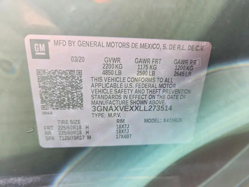 2020 CHEVROLET EQUINOX LT  