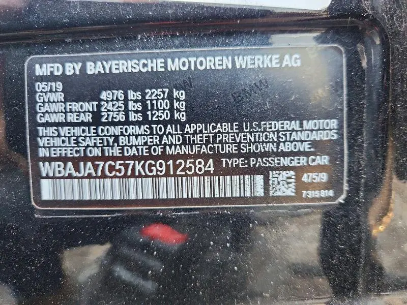 2019 BMW 530 XI  