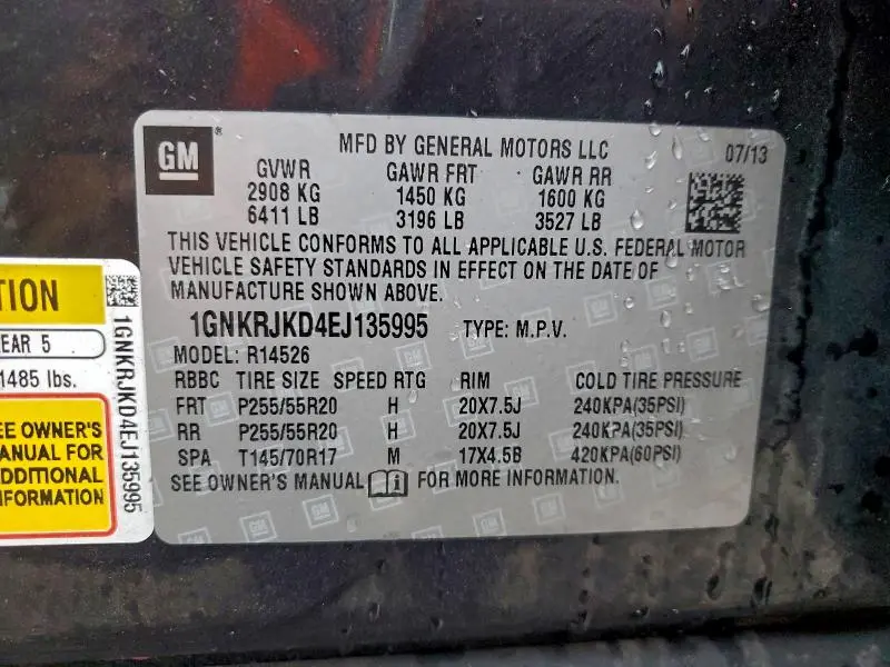 2014 CHEVROLET TRAVERSE LTZ  