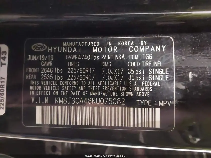 2019 HYUNDAI TUCSON VALUE