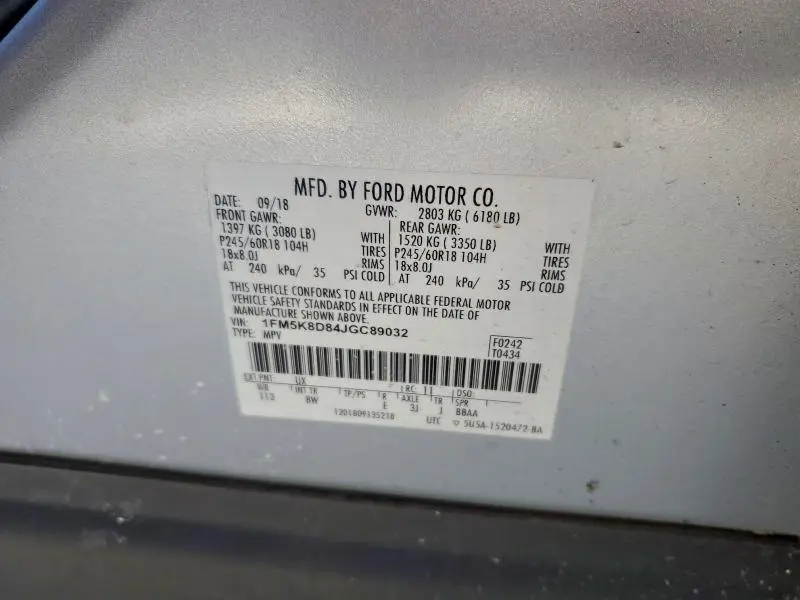 2018 FORD EXPLORER XLT  