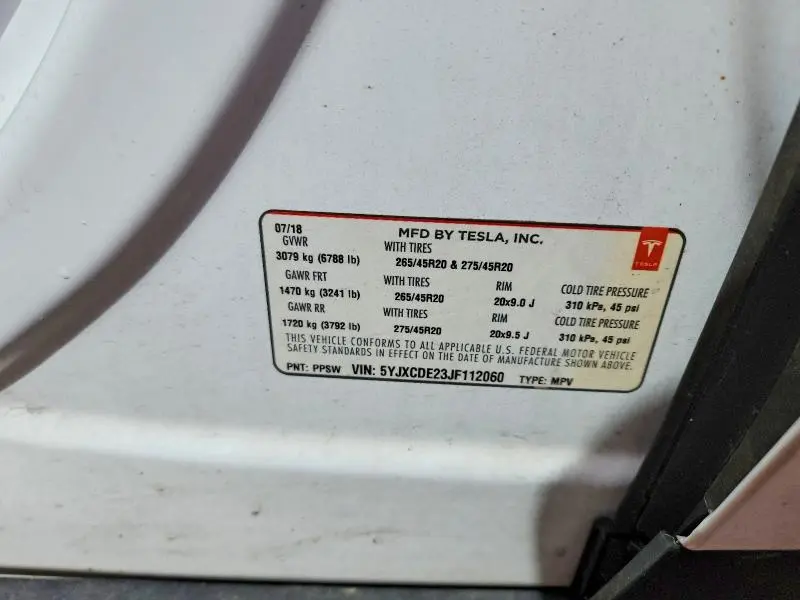 2018 TESLA MODEL X   