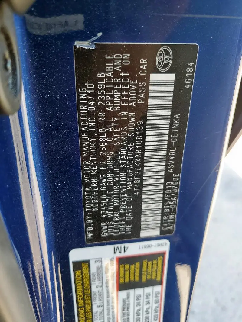 2011 TOYOTA CAMRY BASE  