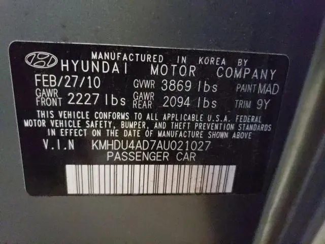 2010 HYUNDAI ELANTRA BLUE