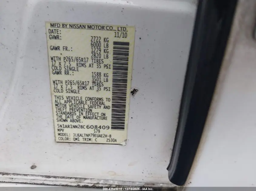 2011 NISSAN PATHFINDER SILVER