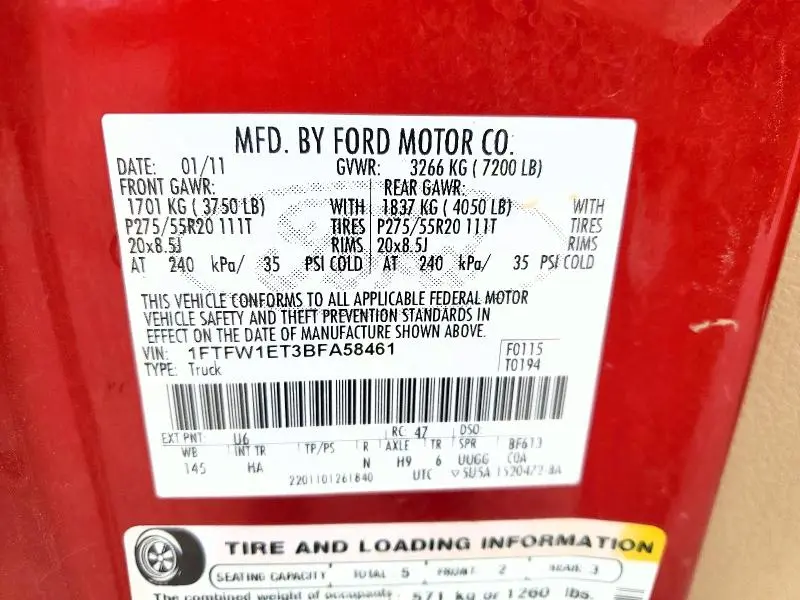 2011 FORD F150 SUPERCREW  
