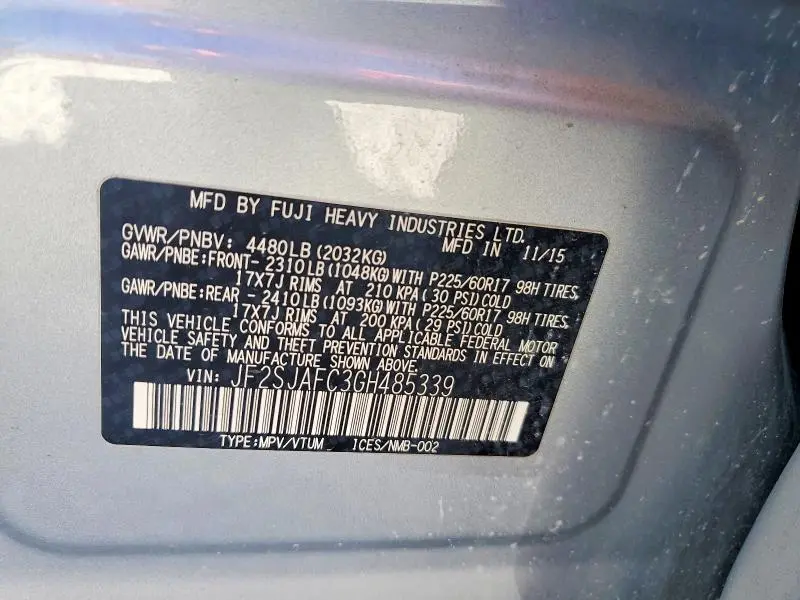 2016 SUBARU FORESTER 2.5I PREMIUM  