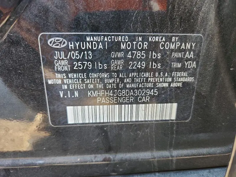 2013 HYUNDAI AZERA BASE  