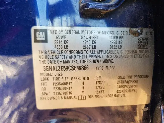 2012 CHEVROLET CAPTIVA SPORT  