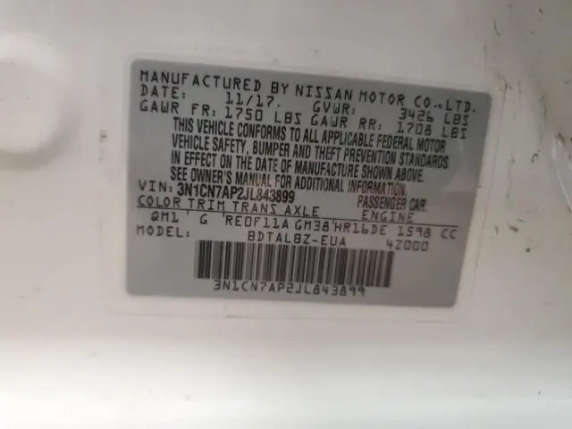 2018 NISSAN VERSA S  