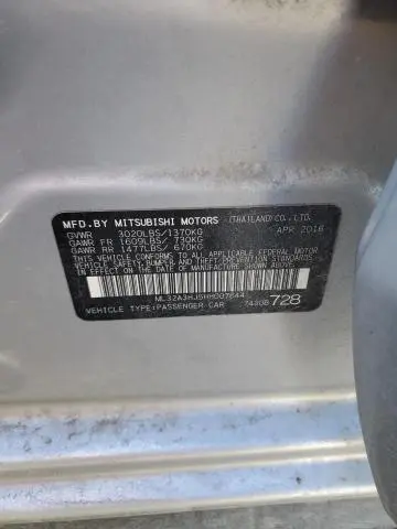 2017 MITSUBISHI MIRAGE ES