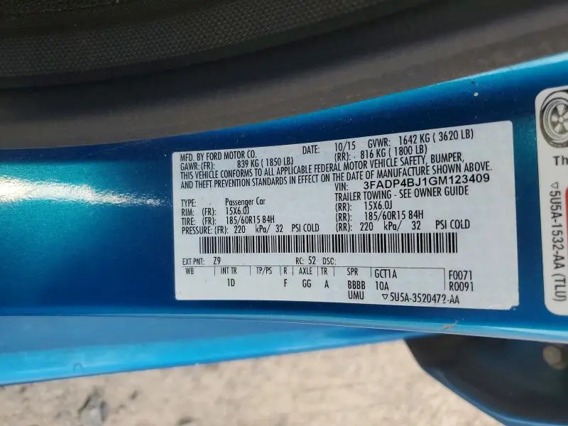 2016 FORD FIESTA SE  