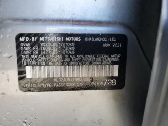 2022 MITSUBISHI MIRAGE ES  