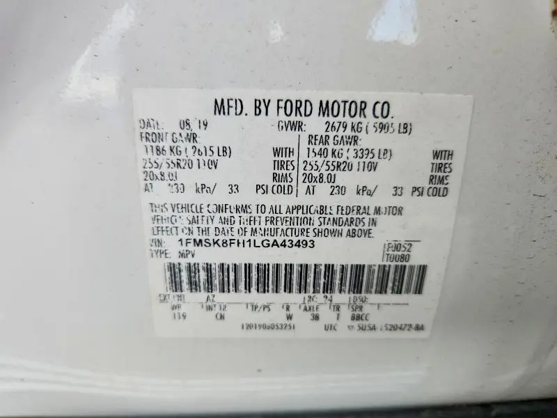 2020 FORD EXPLORER LIMITED  