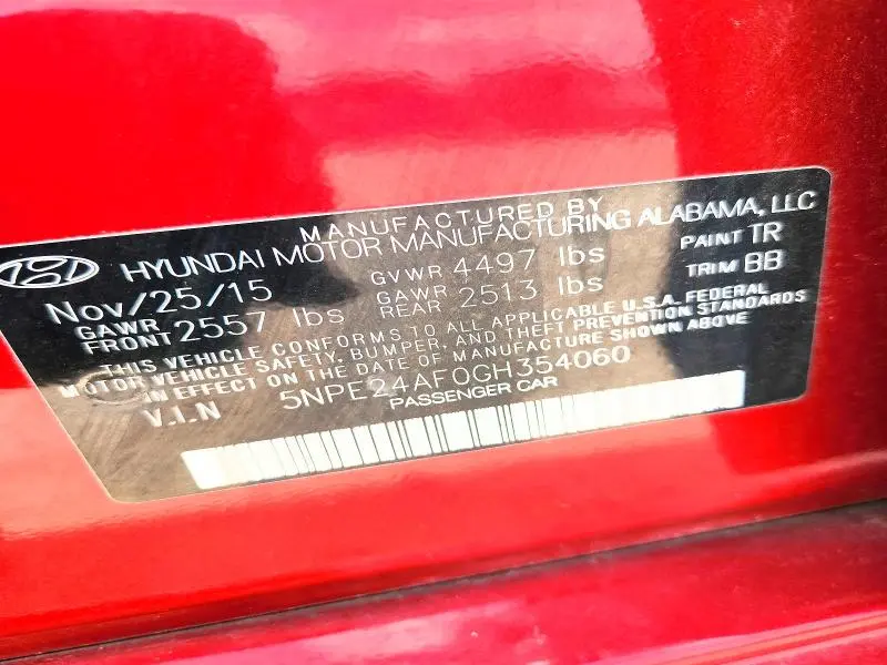 2016 HYUNDAI SONATA SE  