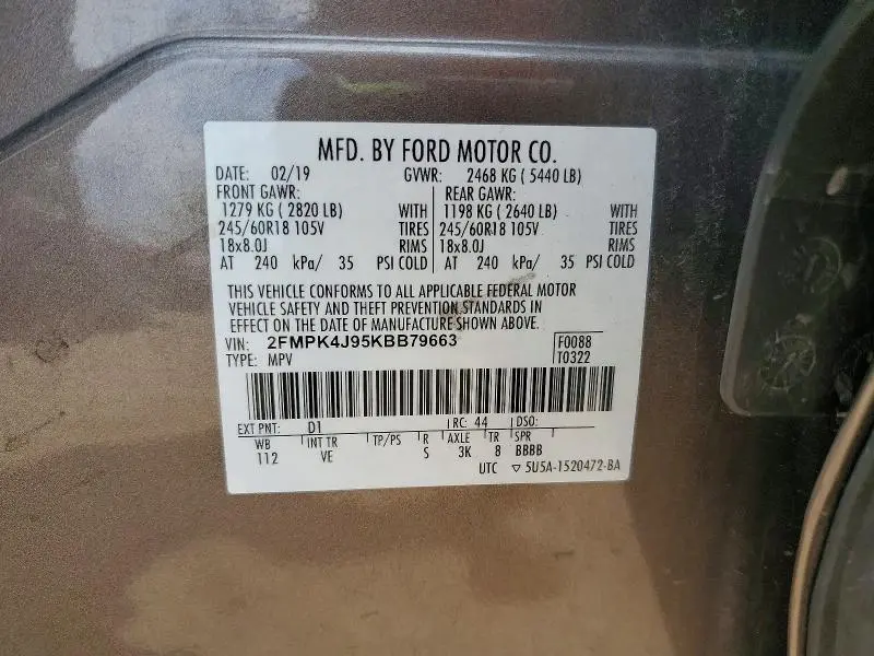 2019 FORD EDGE SEL  