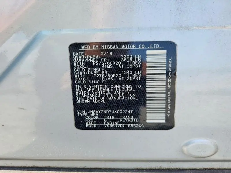 2018 NISSAN ARMADA SL  