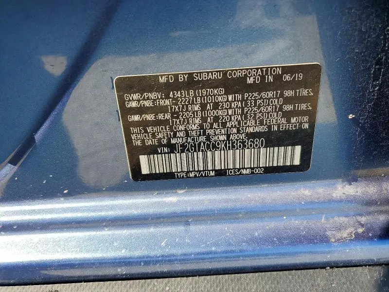 2019 SUBARU CROSSTREK PREMIUM  