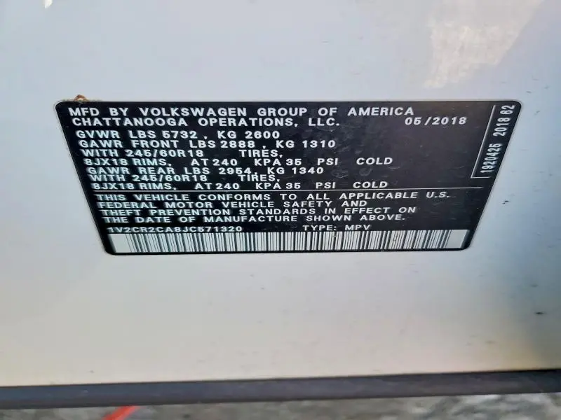 2018 VOLKSWAGEN ATLAS SE  