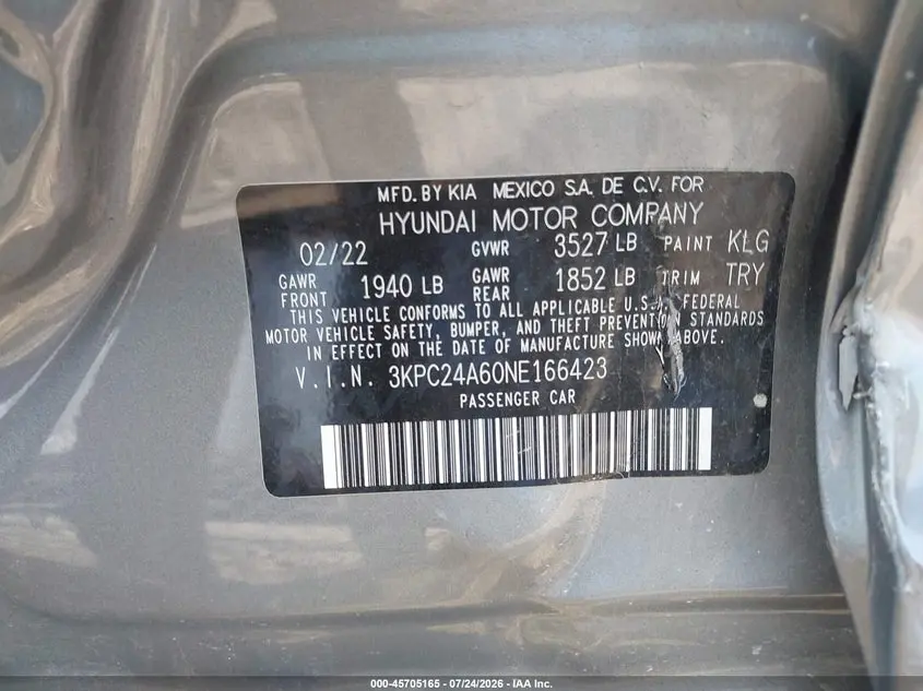 2022 HYUNDAI ACCENT SEL