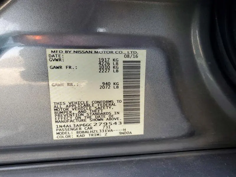 2016 NISSAN ALTIMA 2.5 SR  