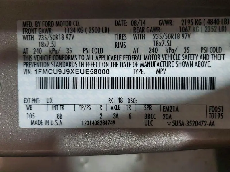 2014 FORD ESCAPE TITANIUM  