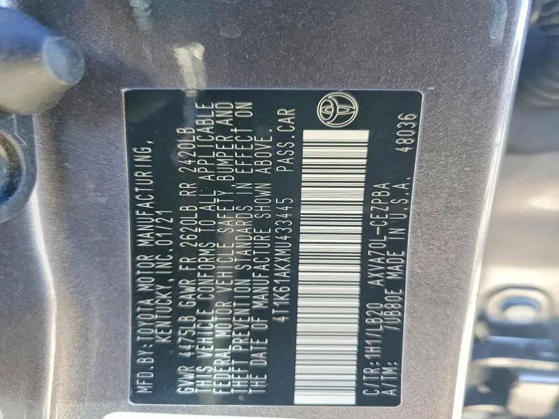 2021 TOYOTA CAMRY XSE  