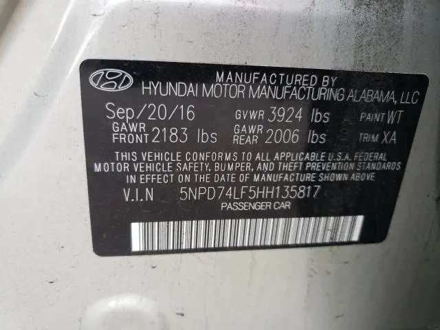 2017 HYUNDAI ELANTRA SE  