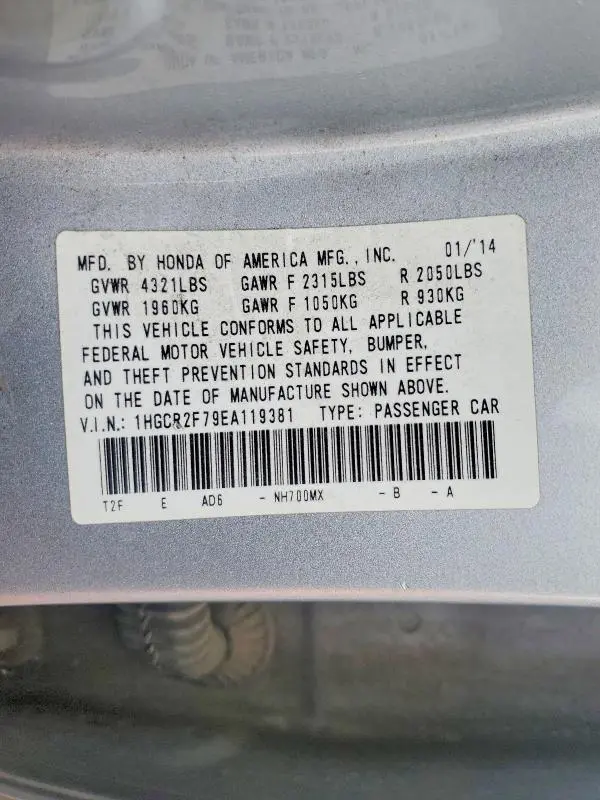 2014 HONDA ACCORD EX  