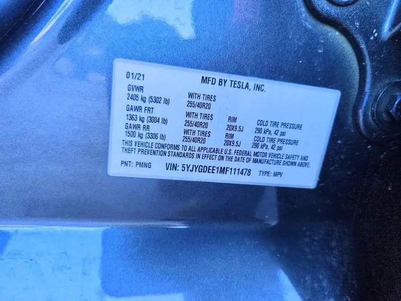 2021 TESLA MODEL Y   
