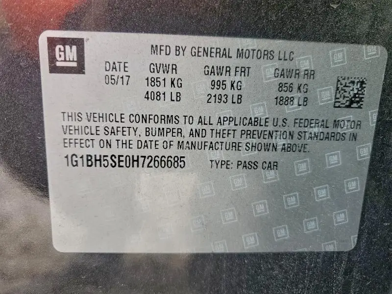 2017 CHEVROLET CRUZE LT  