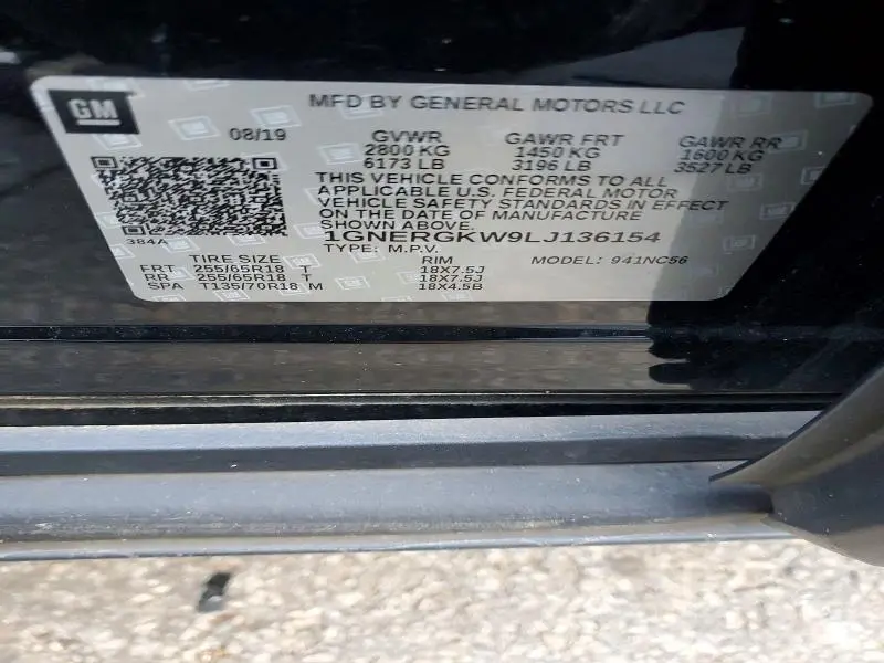 2020 CHEVROLET TRAVERSE LT  