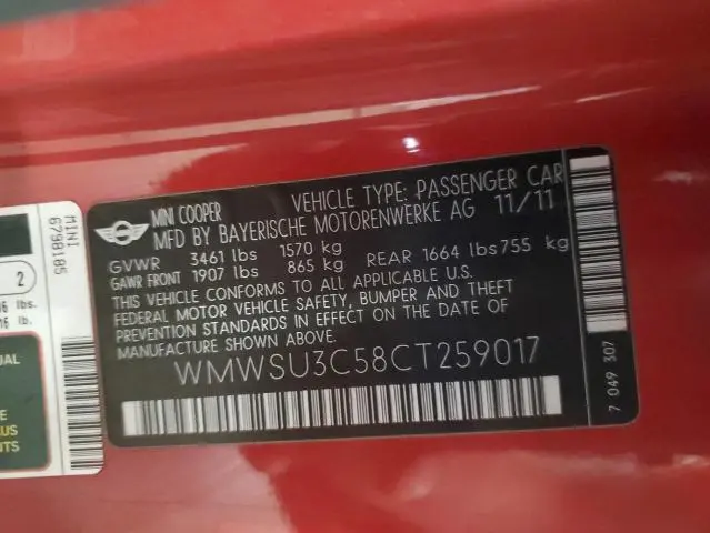 2012 MINI COOPER   