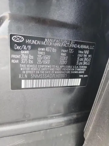 2020 HYUNDAI SANTA FE SEL  