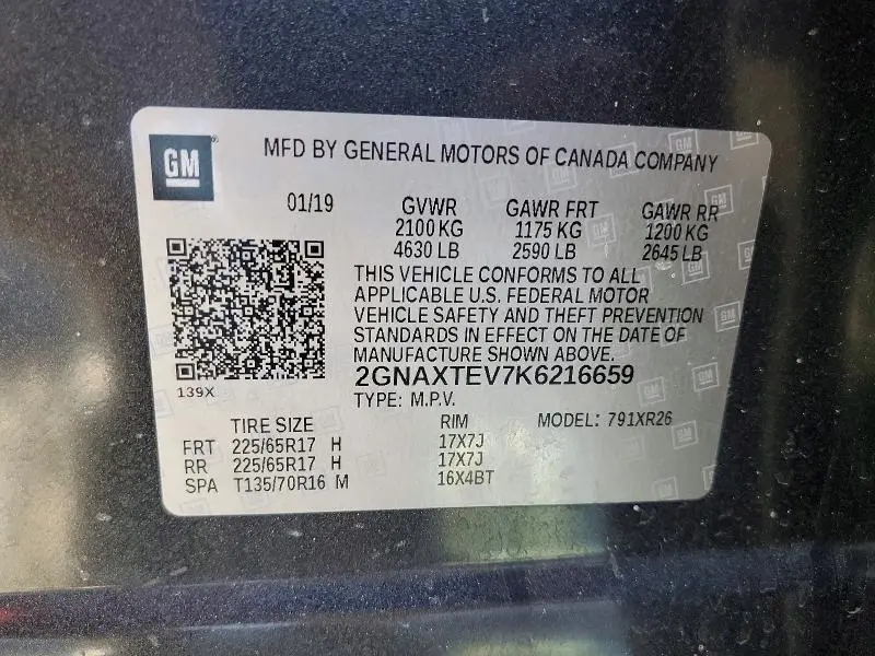 2019 CHEVROLET EQUINOX LT  