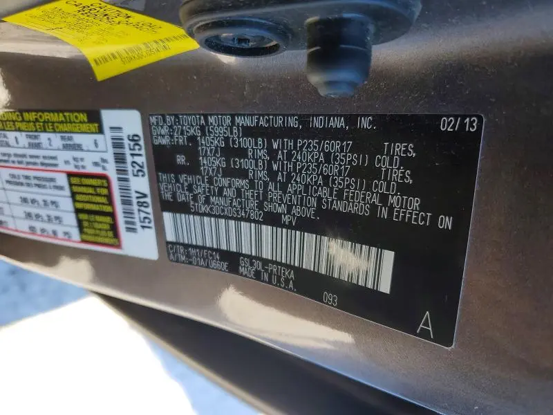 2013 TOYOTA SIENNA LE  