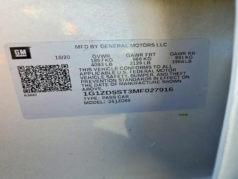 2021 CHEVROLET MALIBU LT  