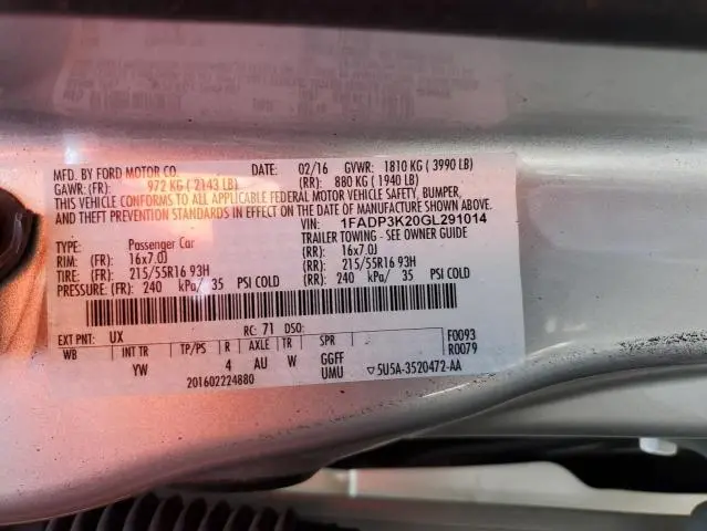 2016 FORD FOCUS SE  