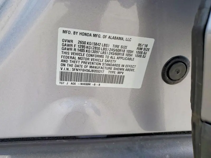 2018 HONDA PILOT EXL  
