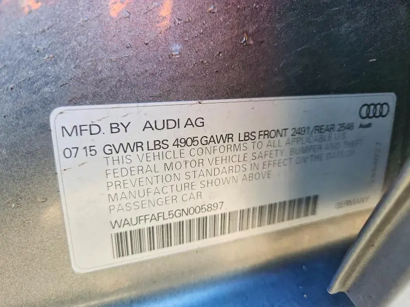 2016 AUDI A4 PREMIUM PLUS S-LINE  