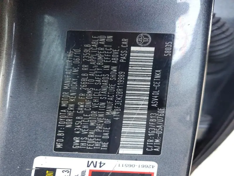 2011 TOYOTA CAMRY LE  