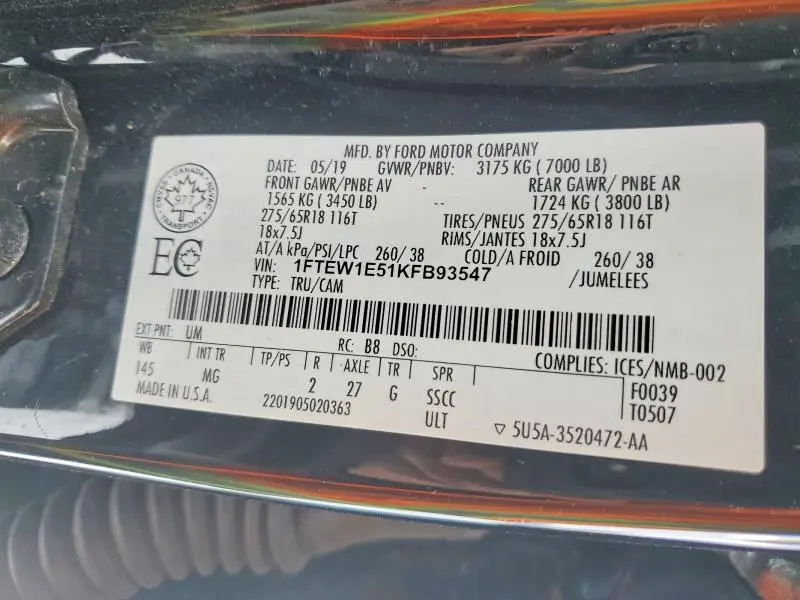 2019 FORD F150 SUPERCREW  