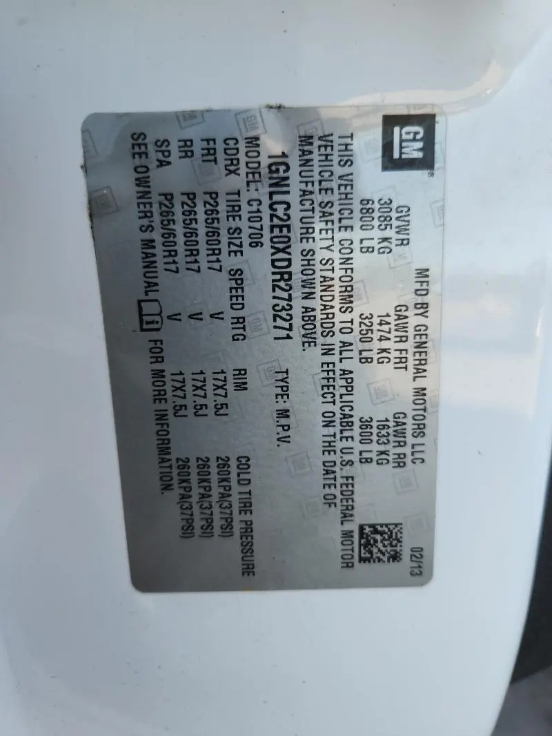 2013 CHEVROLET TAHOE POLICE  